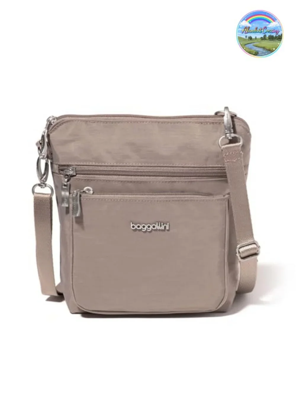Water-Resistant Nylon Crossbody Bag with RFID Blocking, 8.5x8.5, Adjustable